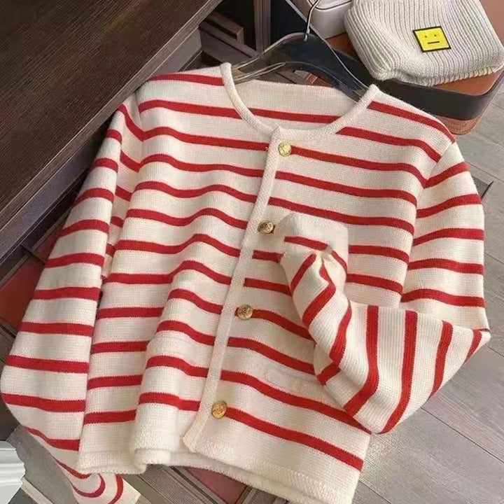 Isabella – Randig Stickad Cardigan
