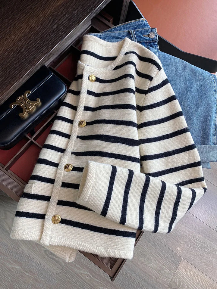 Isabella – Randig Stickad Cardigan